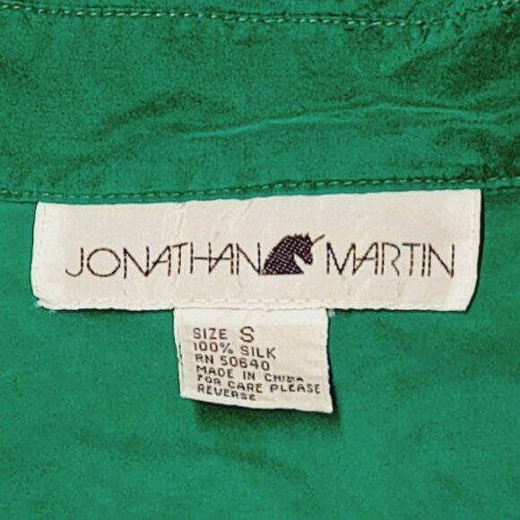 Jonathan Martin Green 100% Silk Shirt Women's Size S - Picture 3 of 3